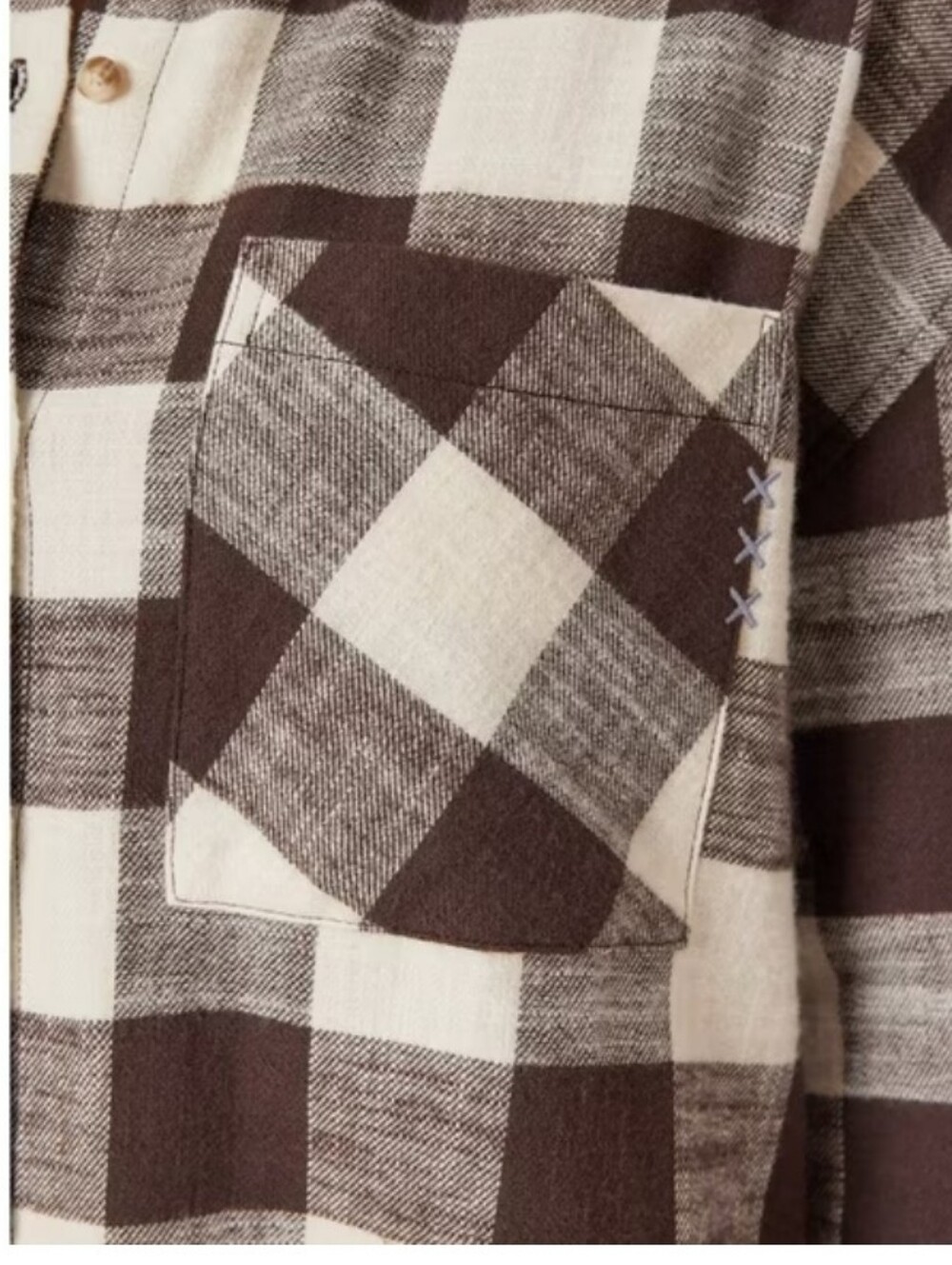 NWT Scotch & Soda Brown & Cream Check Women's Button-Up Flannel Shirt Size MED - Picture 3 of 10
